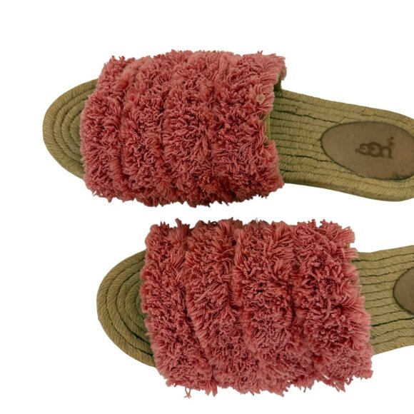 UGG Womens Edith Yarn Fringe Slide Sandals Pink Espadrille Slip On Size 10 - Picture 2 of 10